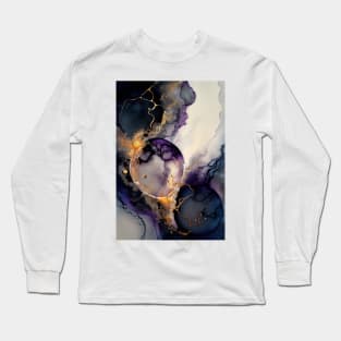 Purple Globe - Abstract Alcohol Ink Resin Art Long Sleeve T-Shirt